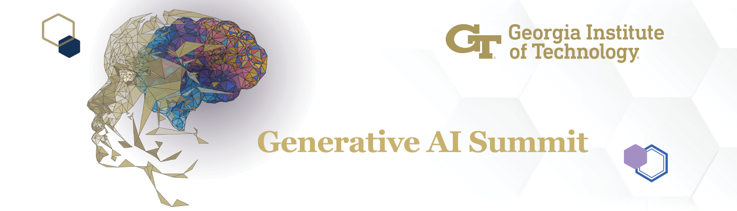 Graphic of human face and brain with GT logo and text "Generative AI Summit"